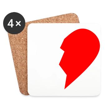 HALB HEART RECHTS - Untersetzer (4er-Set) - Weiß - Vorne