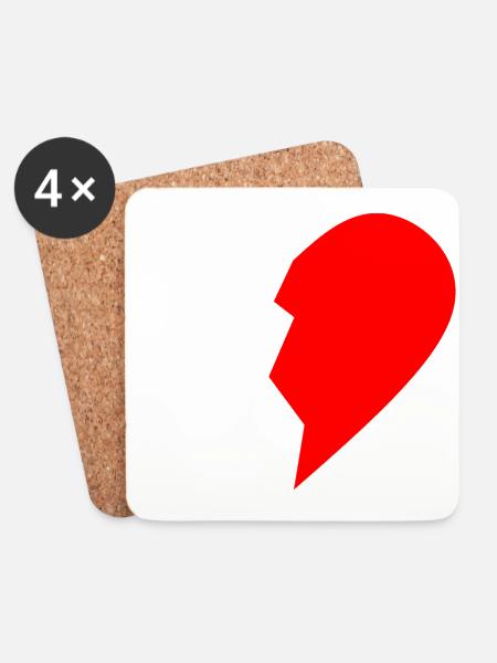 HALB HEART RECHTS - Untersetzer (4er-Set) - Weiß