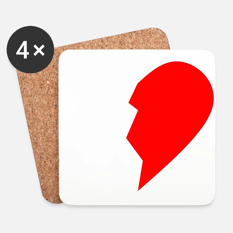 HALB HEART RECHTS - Untersetzer (4er-Set) - Weiß