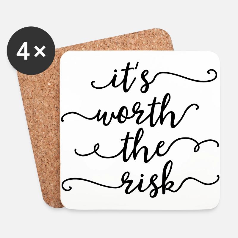 it's worth the risk – Schriftzug - Untersetzer (4er-Set) - Weiß