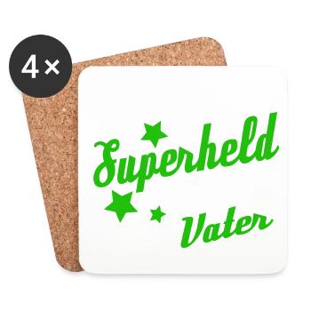 Papa ist mein Superheld - Untersetzer (4er-Set) - Weiß - Vorne