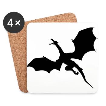 Fliegender Drache - Untersetzer (4er-Set) - Weiß - Vorne