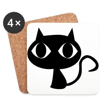 Black cat - Coasters (set of 4) - white - Front