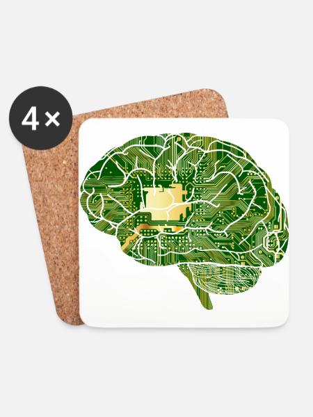 Gehirn - Computerchip - Chip - Computer - Untersetzer (4er-Set) - Weiß