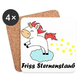 Friss Sternenstaub Einhorn Wolke Sterne Geschenk - Untersetzer (4er-Set) - Weiß - Vorne