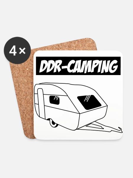 QEK Aero DDR-Camping - Untersetzer (4er-Set) - Weiß
