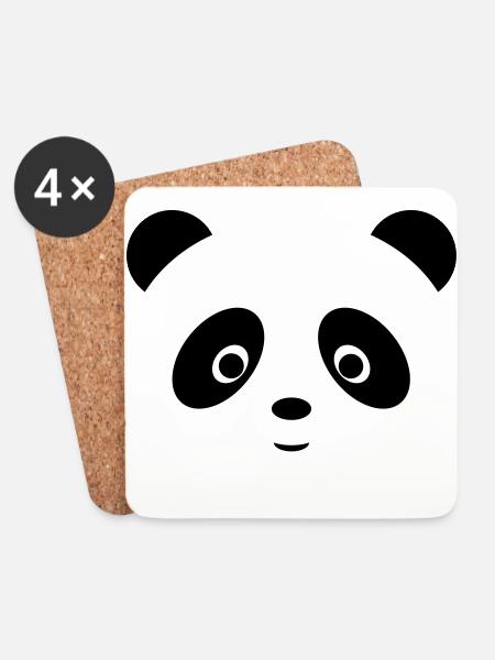 Sweet Panda - Untersetzer (4er-Set) - Weiß