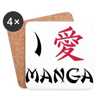 I love manga - Coasters (set of 4) - white - Front