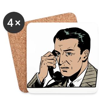man on phone - Coasters (set of 4) - white - Front