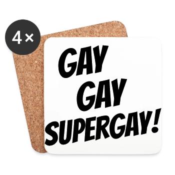 gay gay supergay - Coasters (set of 4) - white - Front