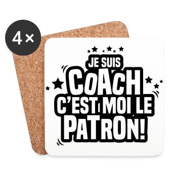 je suis coach c'est moi le patron - Dessous de verre (lot de 4) - blanc - Devant