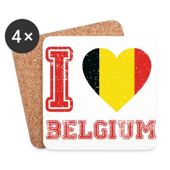 Belgique Coupe du Monde de Fan de Cadeau de Football - Dessous de verre (lot de 4) - blanc - Devant