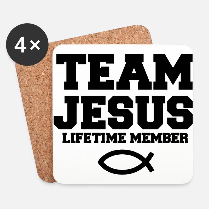 Team Jesus mit Fisch Symbol christliches Geschenk - Untersetzer (4er-Set) - Weiß