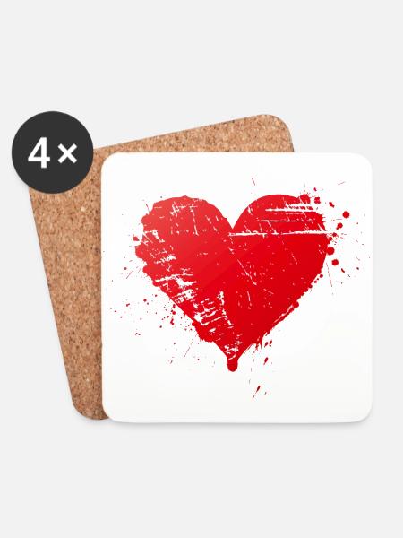 Heart - Untersetzer (4er-Set) - Weiß
