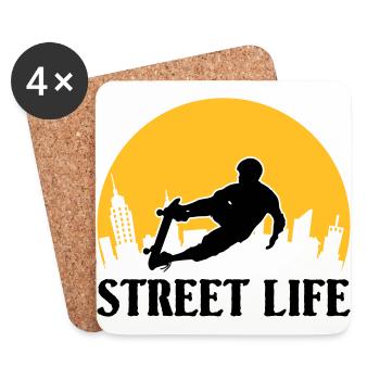 Street Life skateboard - Coasters (set of 4) - white - Front