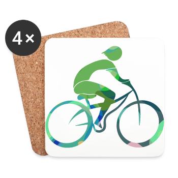 Radfahrer - Untersetzer (4er-Set) - Weiß - Vorne