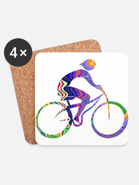 Radfahrer - Untersetzer (4er-Set) - Weiß