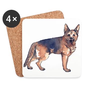 Deutscher Schäferhund - Untersetzer (4er-Set) - Weiß - Vorne