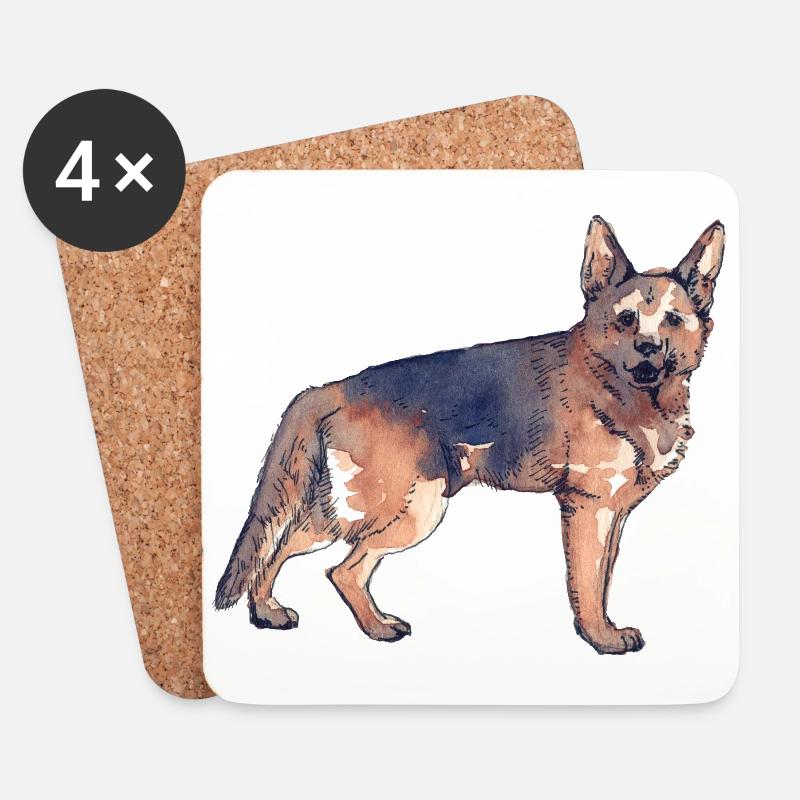 Deutscher Schäferhund - Untersetzer (4er-Set) - Weiß