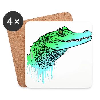 Krokodil Kroko Echse Alligator - Untersetzer (4er-Set) - Weiß - Vorne