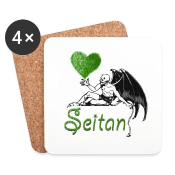 Grüner Seitan - Untersetzer (4er-Set) - Weiß - Vorne