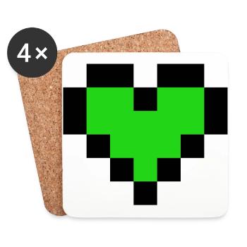Coeur vert - Dessous de verre (lot de 4) - blanc - Devant