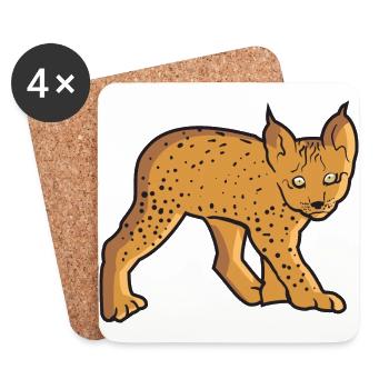 Doux bébé Lynx est un gros chat et un chat sauvage - Dessous de verre (lot de 4) - blanc - Devant