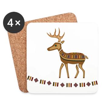 deer - Coasters (set of 4) - white - Front