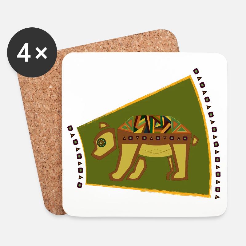 Bär - Untersetzer (4er-Set) - Weiß