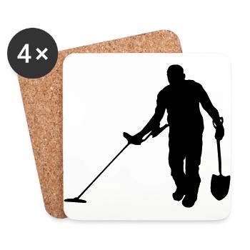 In search of the treasure with metal detector - Coasters (set of 4) - white - Front