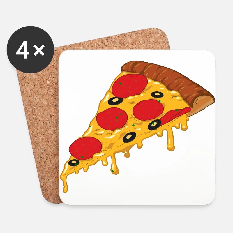 Pizza Stück - Untersetzer (4er-Set) - Weiß