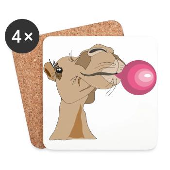 Chameau avec chewing-gum - Dessous de verre (lot de 4) - blanc - Devant
