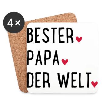 Bester Papa der Welt - Untersetzer (4er-Set) - Weiß - Vorne