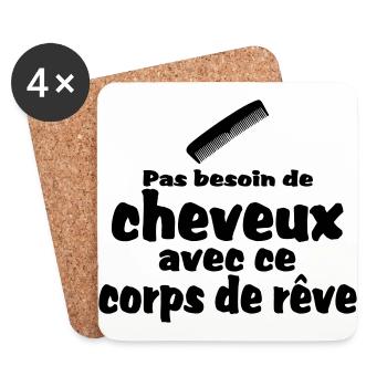 pas besoin de cheveux - Dessous de verre (lot de 4) - blanc - Devant
