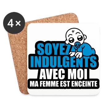 soyez indulgents avec moi ma femme est enceinte - Dessous de verre (lot de 4) - blanc - Devant