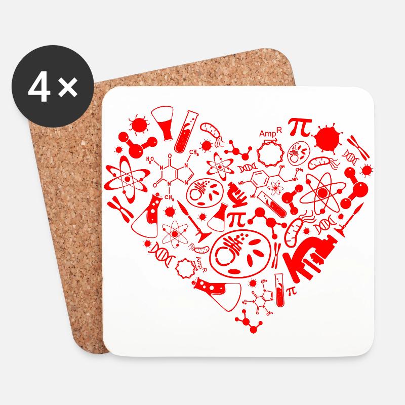 Science heart - Untersetzer (4er-Set) - Weiß