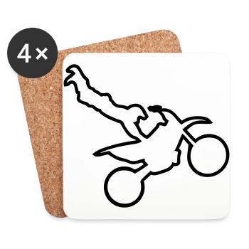 motorcycle cross freestyle moto trace - Coasters (set of 4) - white - Front