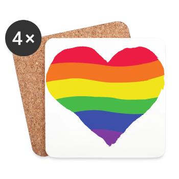 Pride Herz - Regenbogen, Farbe, bunt, lgbtq+ Liebe - Untersetzer (4er-Set) - Weiß - Vorne