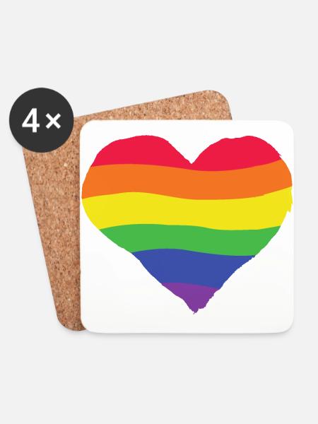 Pride Herz - Regenbogen, Farbe, bunt, lgbtq+ Liebe - Untersetzer (4er-Set) - Weiß