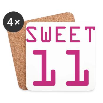 11 / Birthday / Kid Enfant Anniversaire Geburtstag - Coasters (set of 4) - white - Front