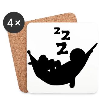 hamac dormir ronfler sieste personnage - Dessous de verre (lot de 4) - blanc - Devant