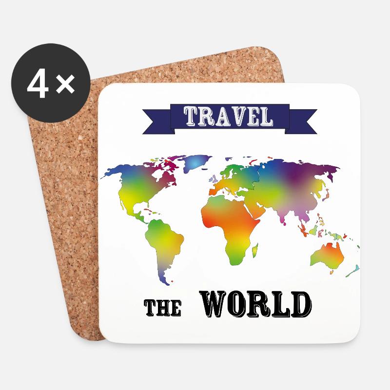 Travel the Wold - Untersetzer (4er-Set) - Weiß