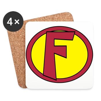 Super, Superheld, Superheldin, Hero, F - Coasters (set of 4) - white - Front