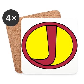 Super, Superheld, Superheldin, Hero, J - Coasters (set of 4) - white - Front