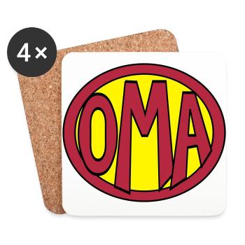 Super, Superheld, Superheldin, Hero, Oma - Untersetzer (4er-Set) - Weiß - Vorne