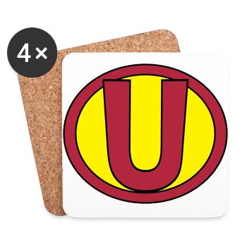 Super, Superheld, Superheldin, Hero, U - Untersetzer (4er-Set) - Weiß - Vorne
