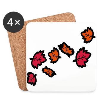 Feuilles d'érable automne - Dessous de verre (lot de 4) - blanc - Devant