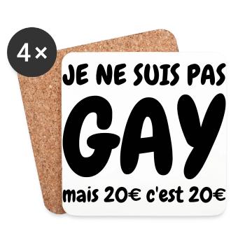 Je ne suis pas gay - Humour - Drôle - Blague - Fun - Dessous de verre (lot de 4) - blanc - Devant