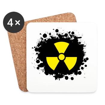 Yellow / yellow Radioactive, radioactivity symbol - Coasters (set of 4) - white - Front