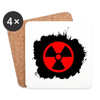 Red, red Radioactive, radioactivity symbol - Coasters (set of 4) - white - Front